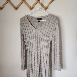 J Howard Sweater Dress Cable Knit Light Tan Women's Large